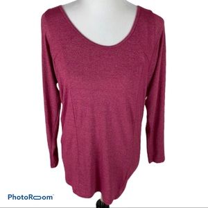 Lucy Long sleeved mesh panel athletic top raspberry and black size S